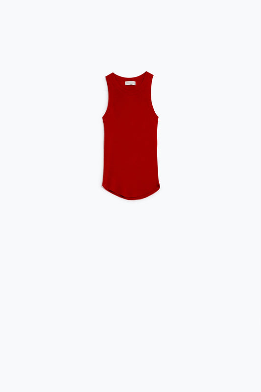 Top sans manches en tricot rouge