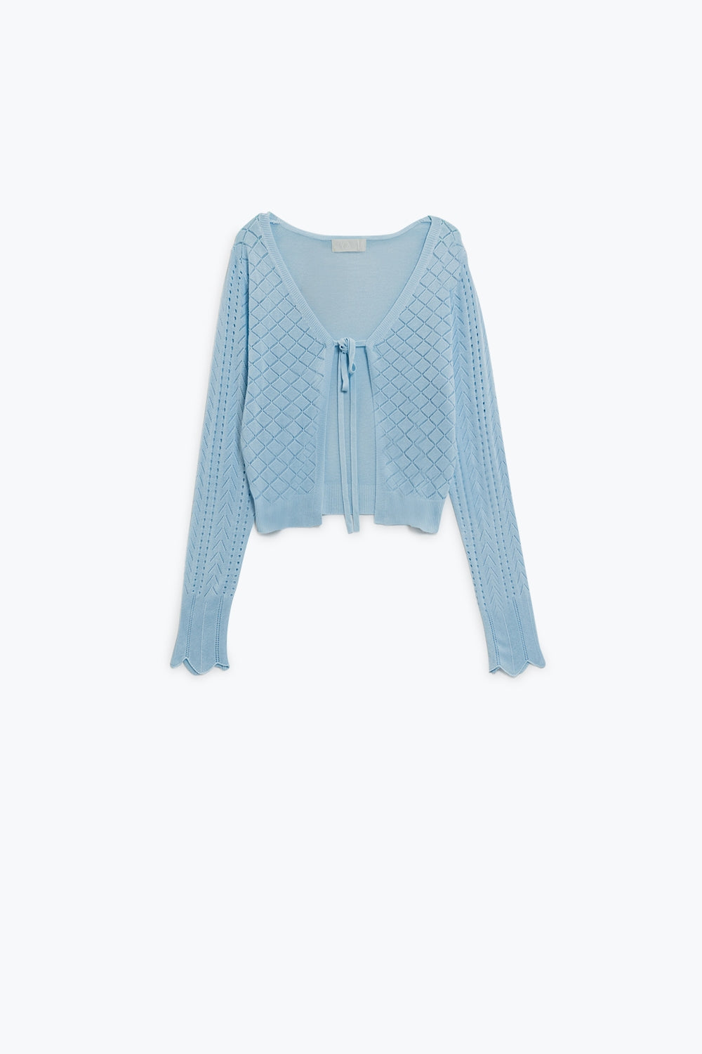 Cardigan bleu bébé avec imprimé Argyle et fermeture à cravate