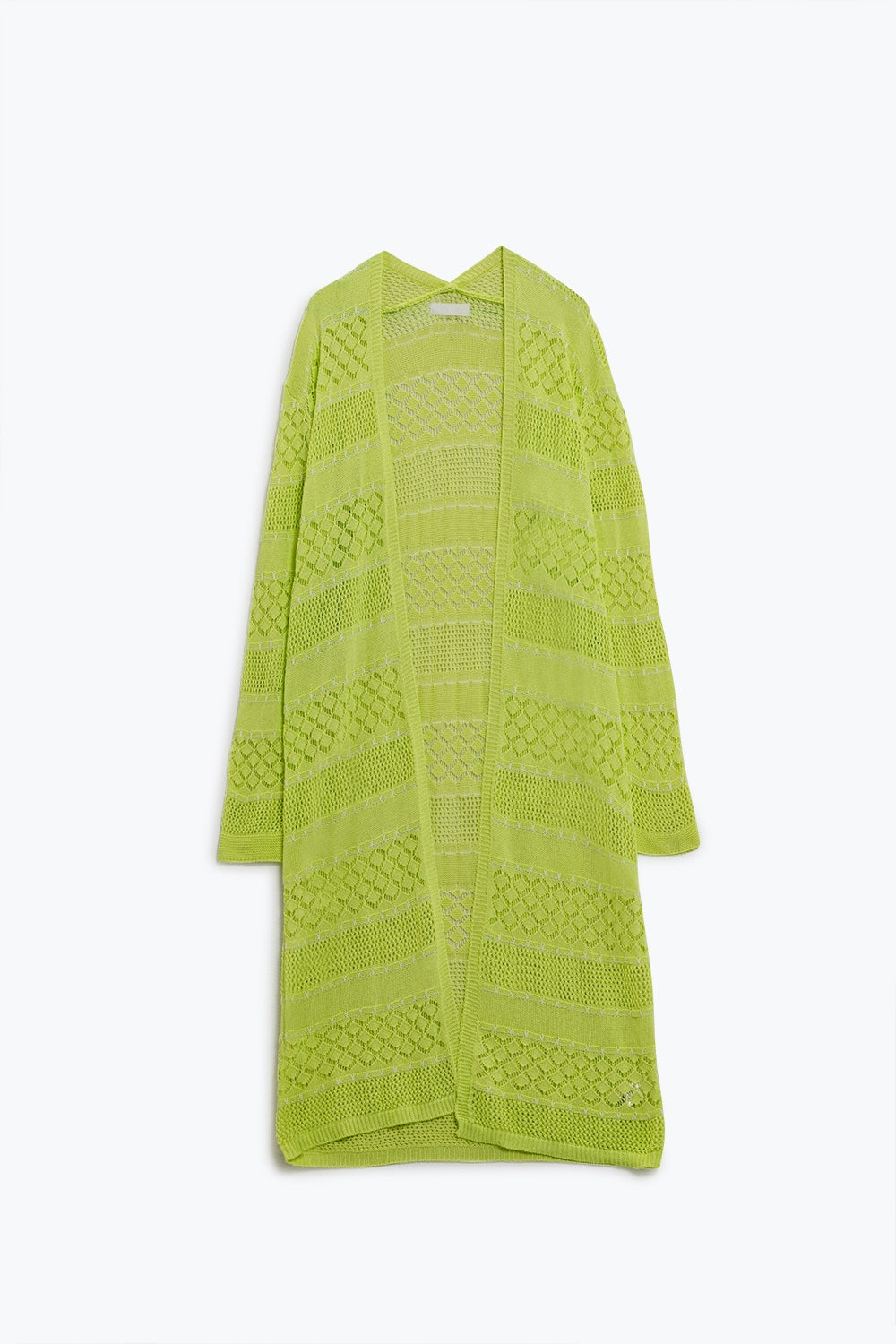 Cardigan Maxi en crochet à manches longues en citron vert