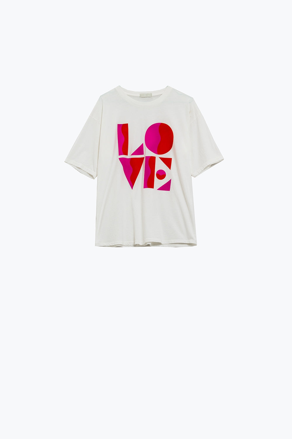 T-shirt avec imprimé numérique LOVE art déco en blanc