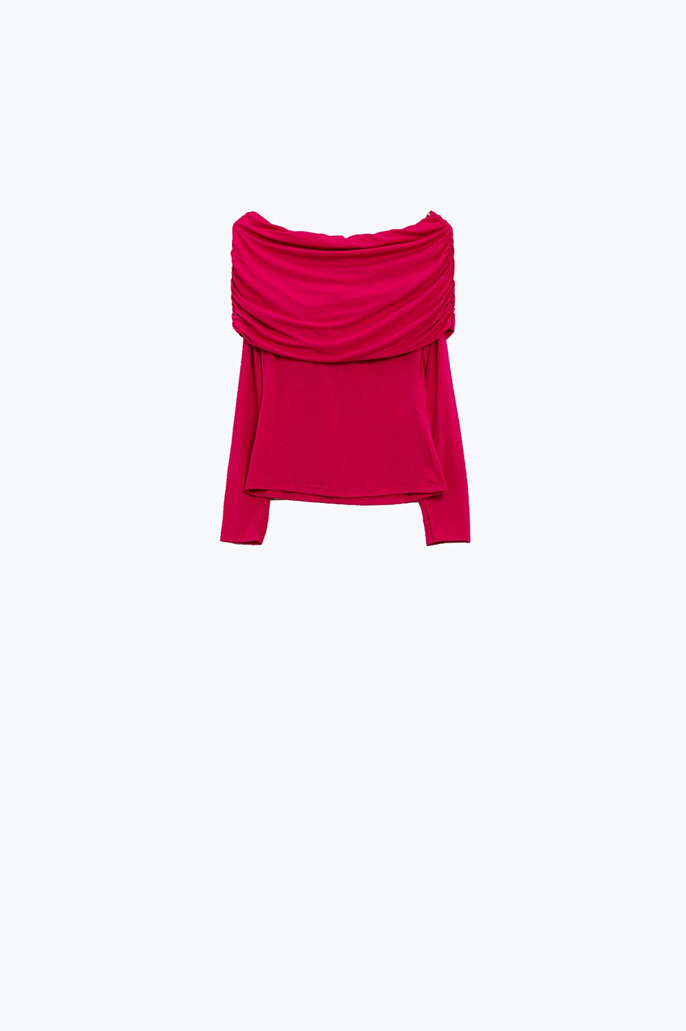 Top moulant à épaules nues fuchsia