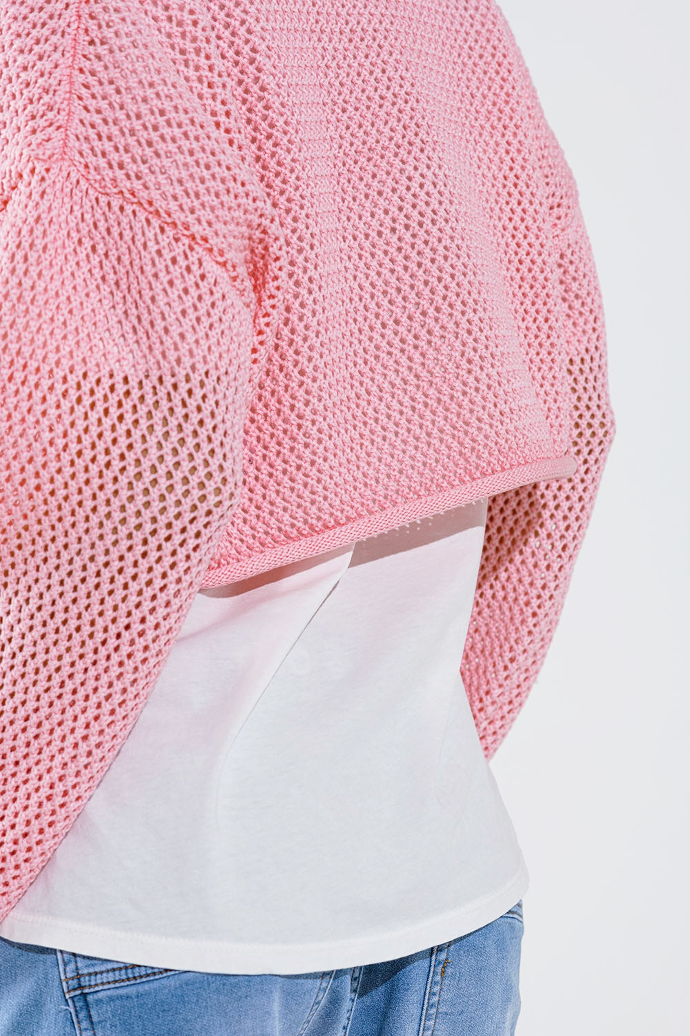 Cardigan crocheté basique en rose bébé