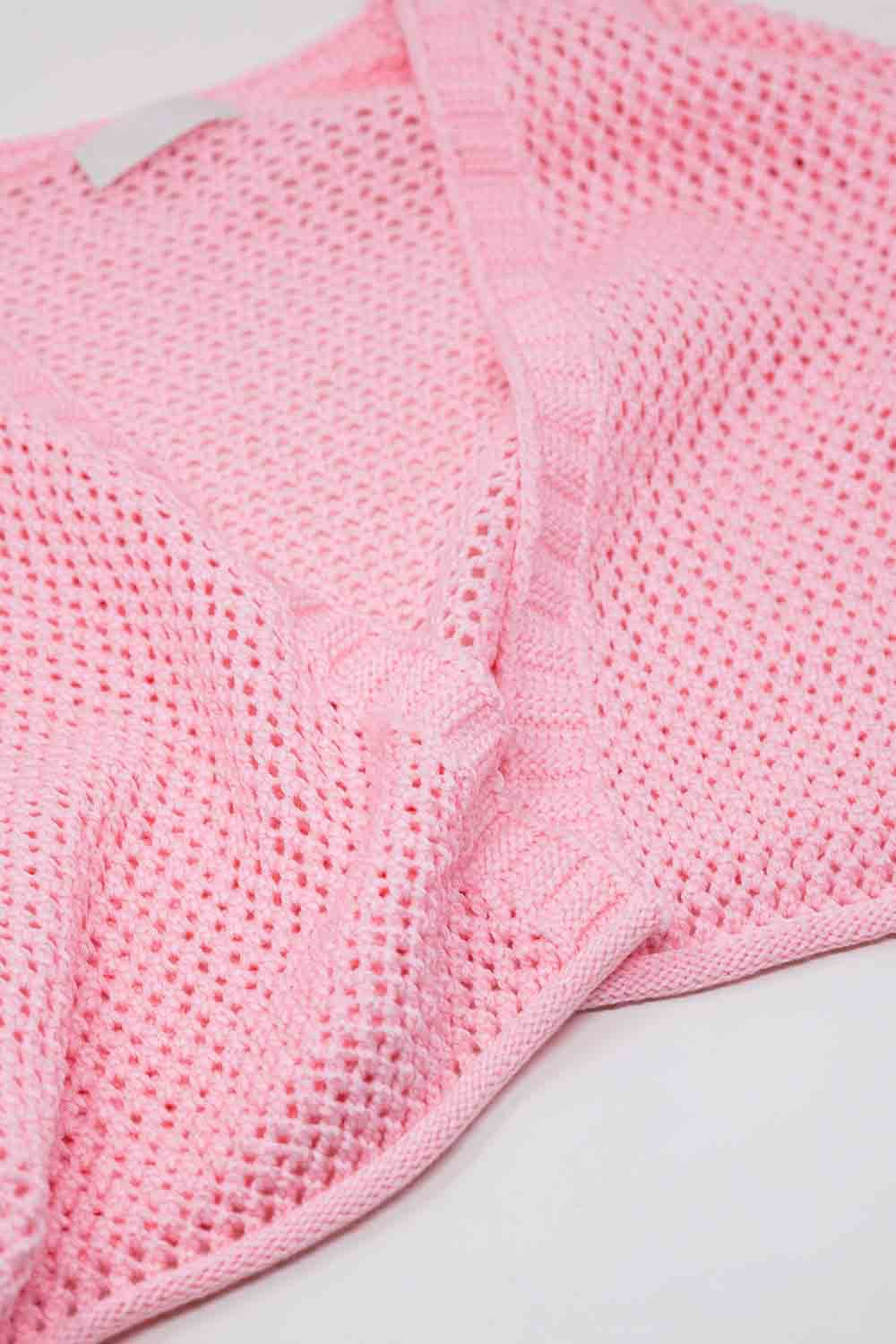 Cardigan crocheté basique en rose bébé