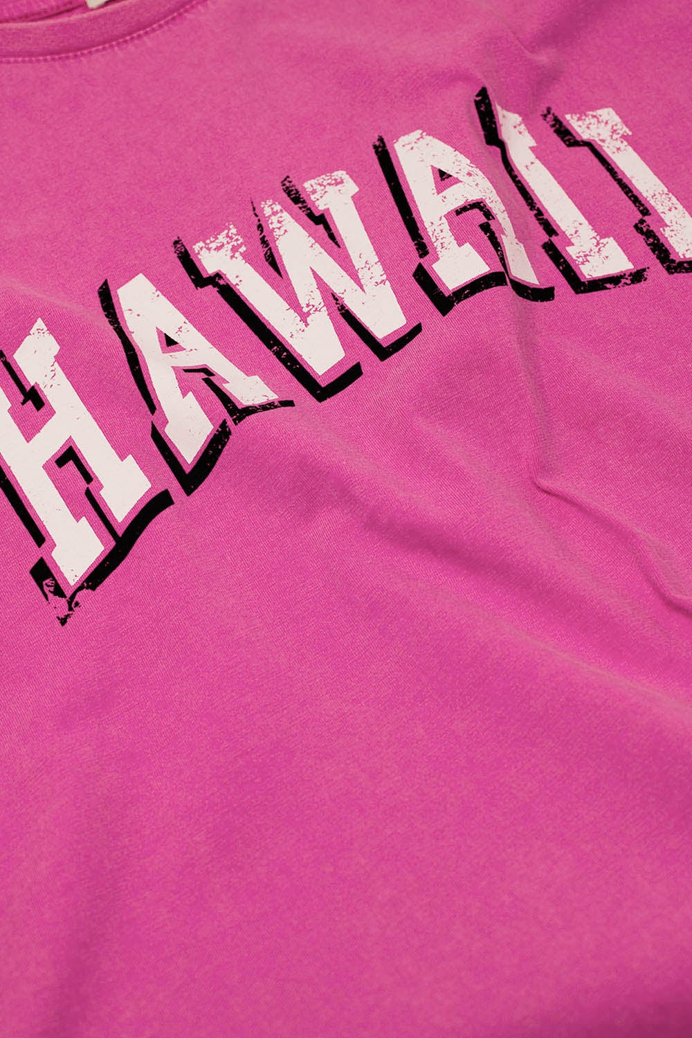 T-shirt Hawaii à effet délavé en Fuschia
