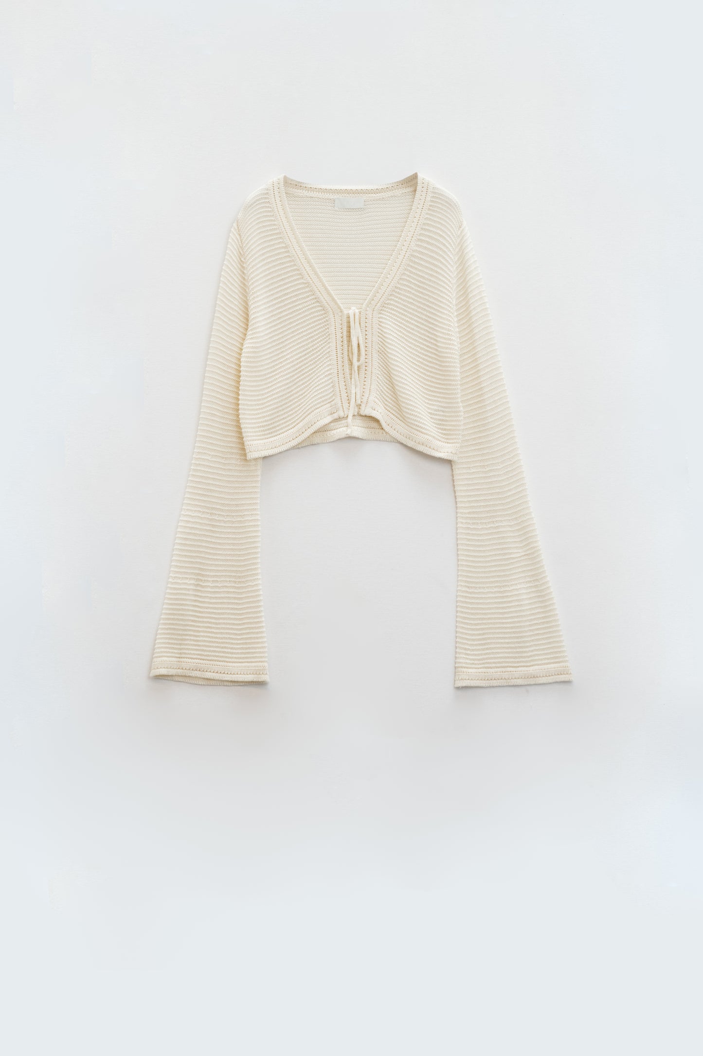 Cardigan long en maille à manches cloche en crème avec détails de nœuds