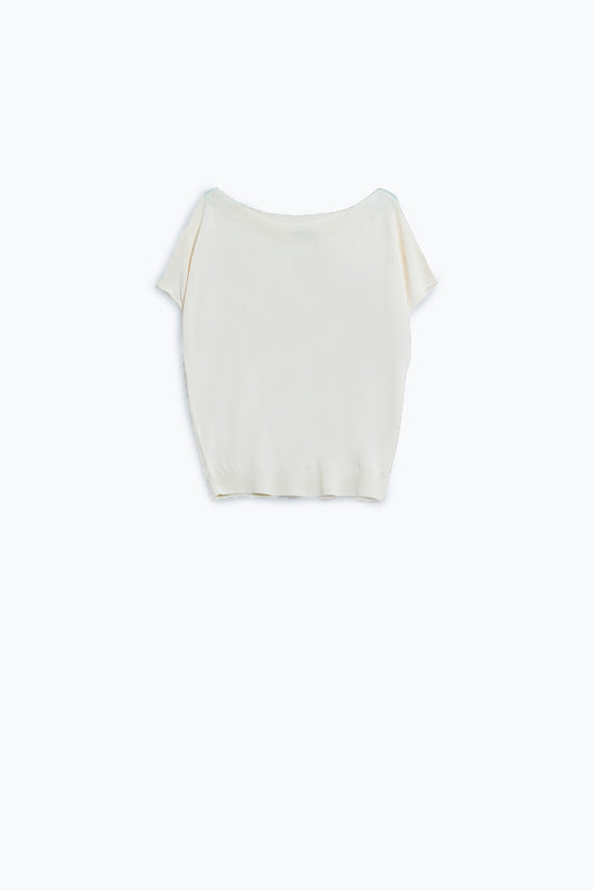 Pull décontracté à épaulettes de couleur crème