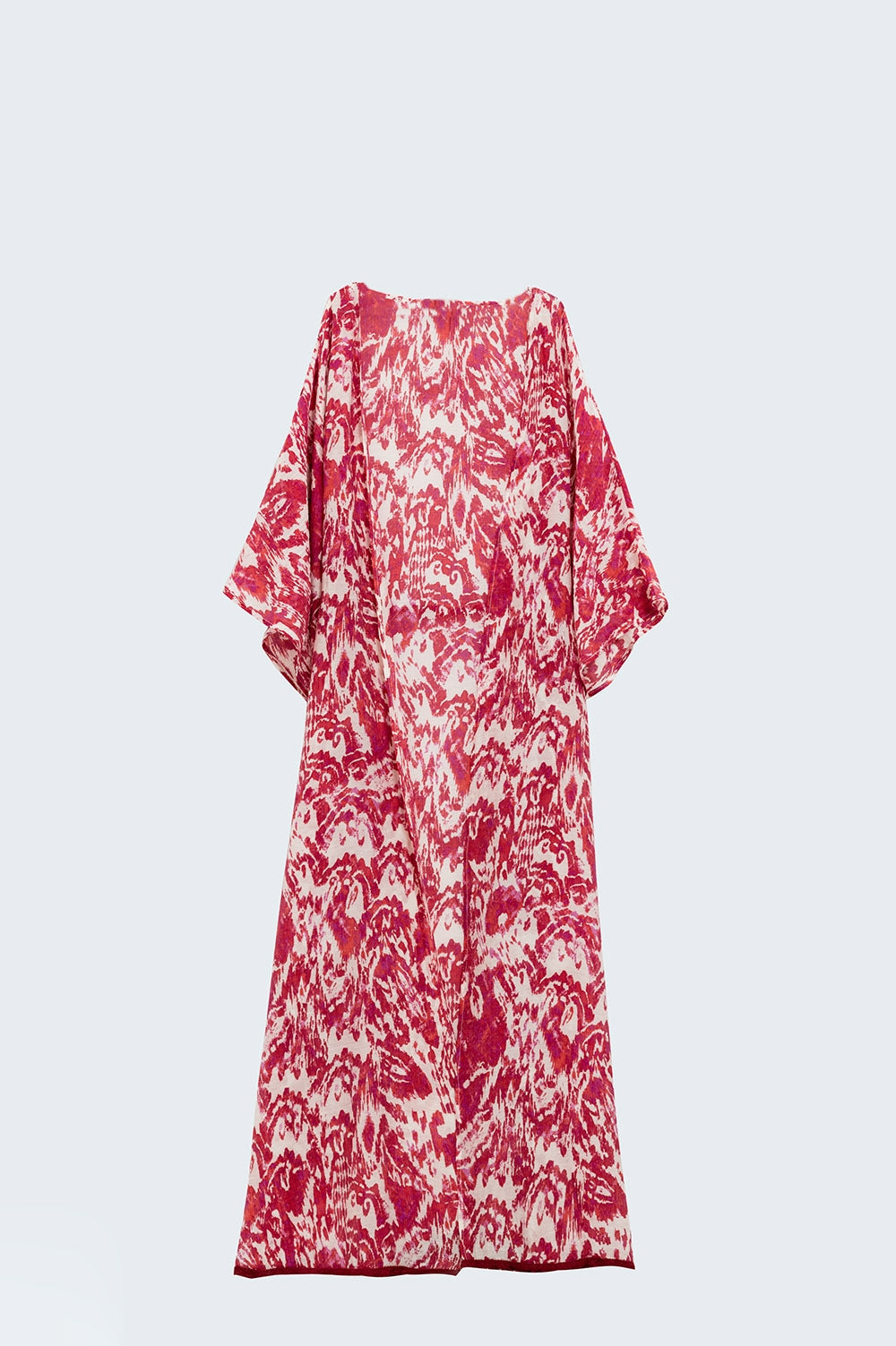 Kimono long rouge avec fermeture à cordon en imprimé tribal