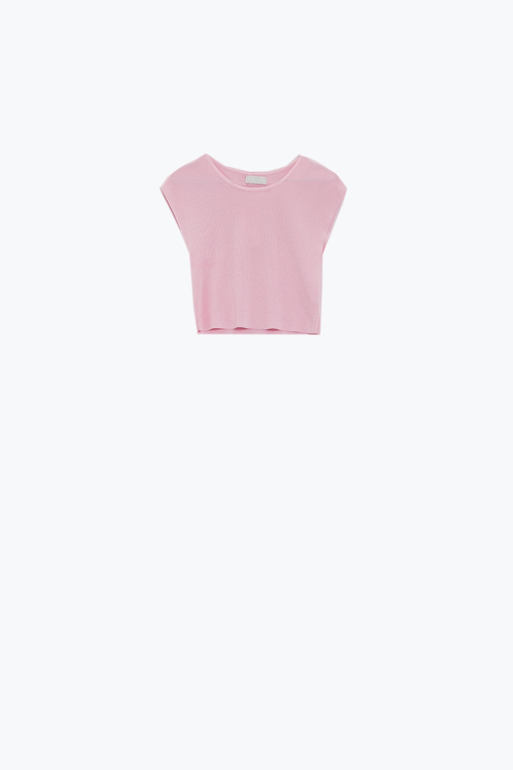 T-shirt à manches courtes en maille croisée en rose