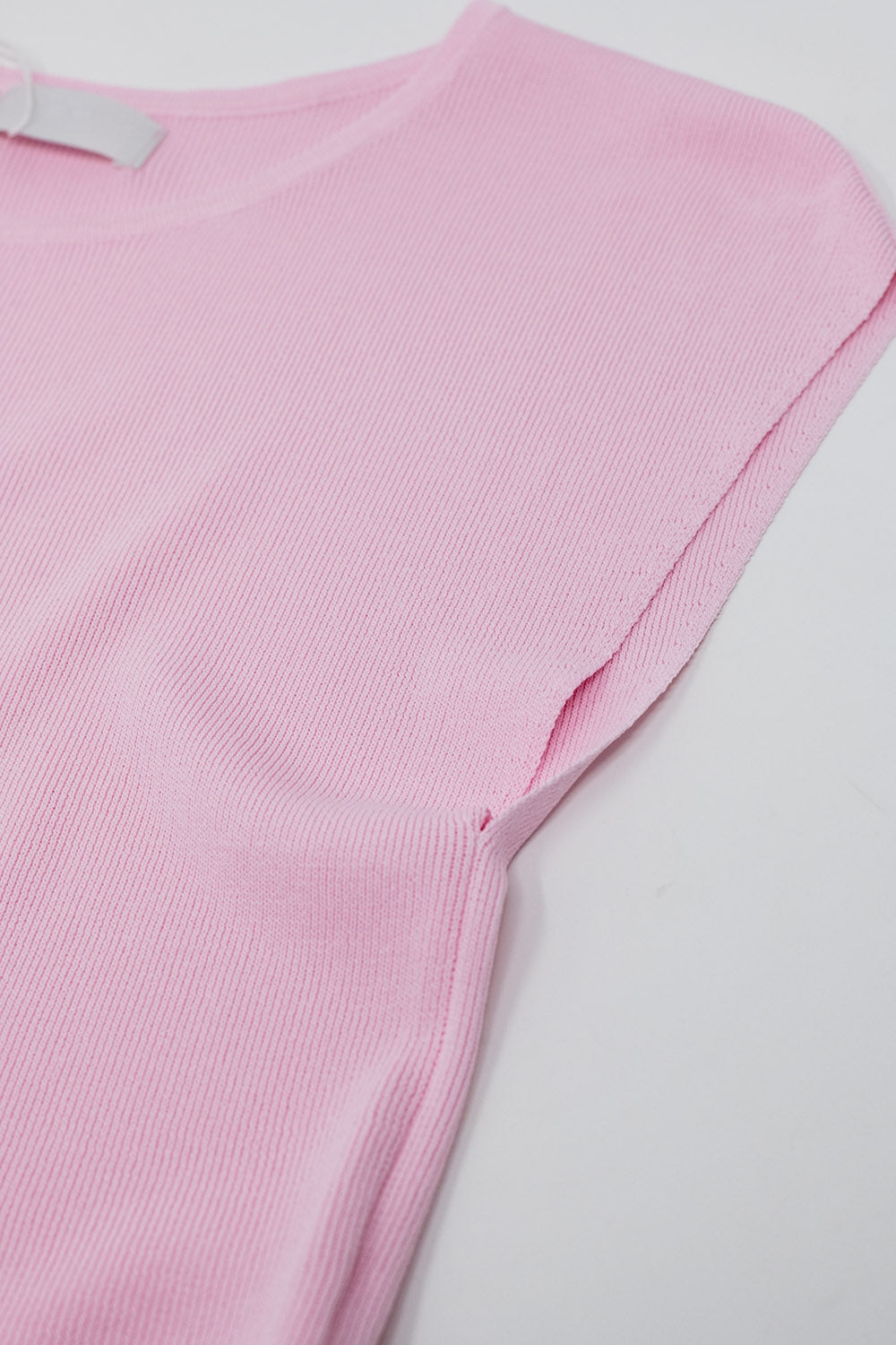 T-shirt à manches courtes en maille croisée en rose