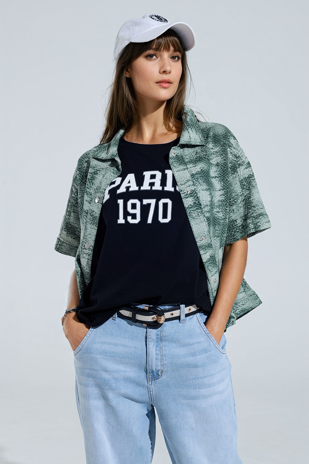 Polo boutonné en Tie Dye vert