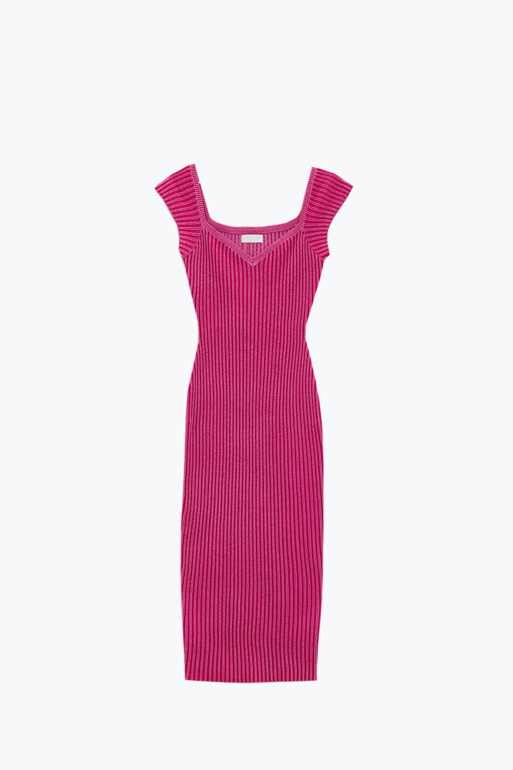 Robe midi en côtes épaisses avec manches en capuchon