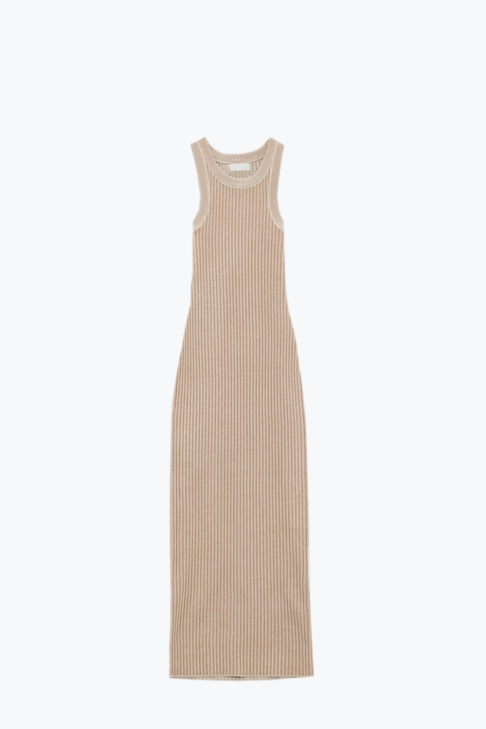 Maxi Sleeveless Bodycon Ribbed Dress en beige