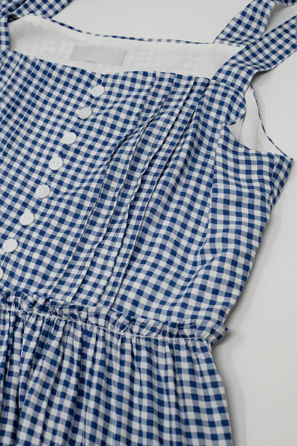 Robe à bretelles réglables en vichy bleu et blanc