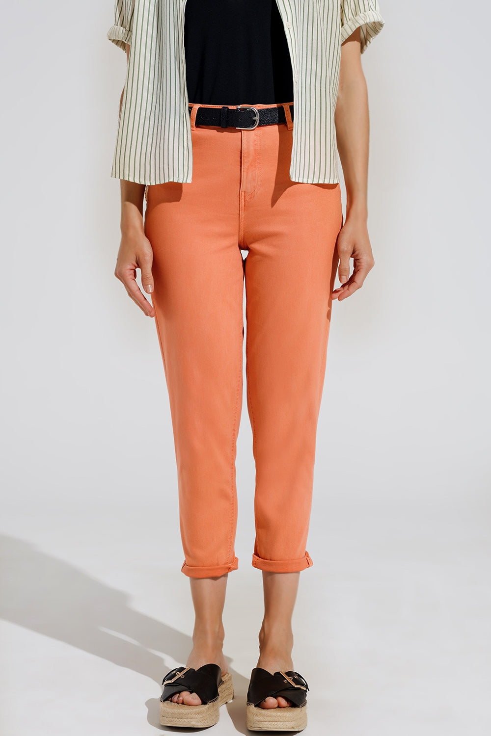 Jean basique skinny à la cheville en orange