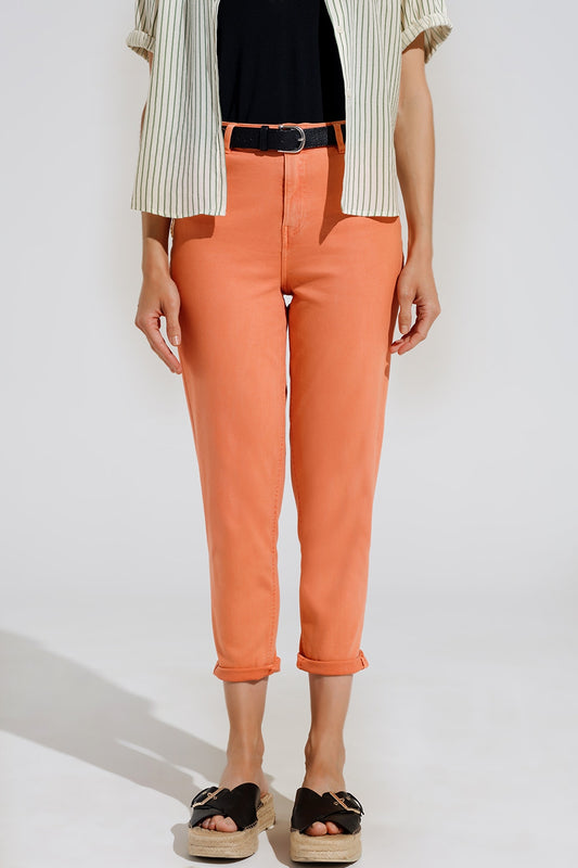 Jean basique skinny à la cheville en orange
