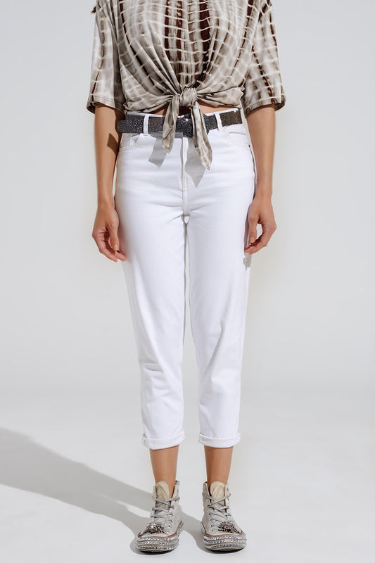 Jean basique skinny à la cheville en blanc