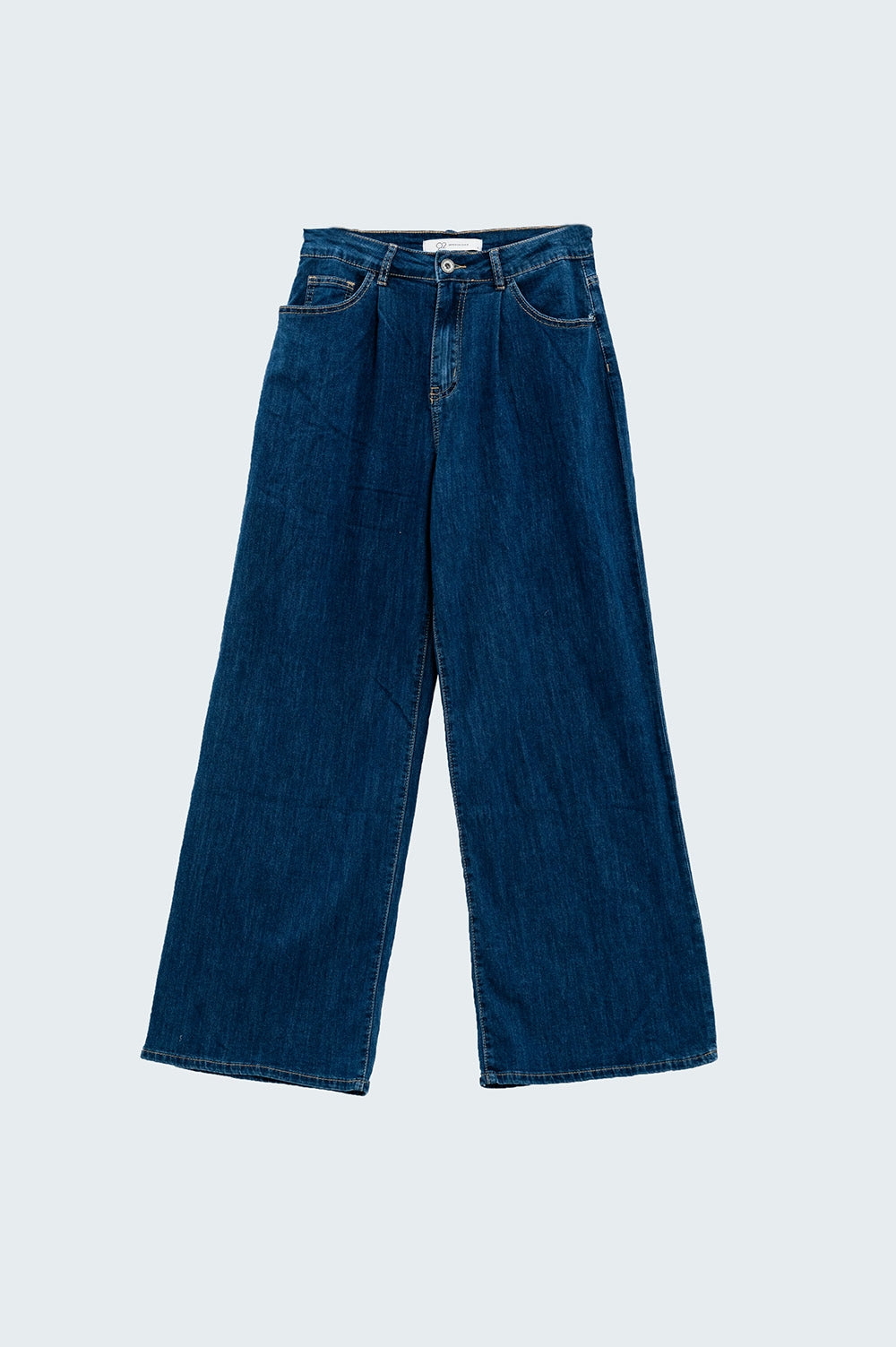 Boyfriend Jean cinq poches à jambe large en délavage foncé