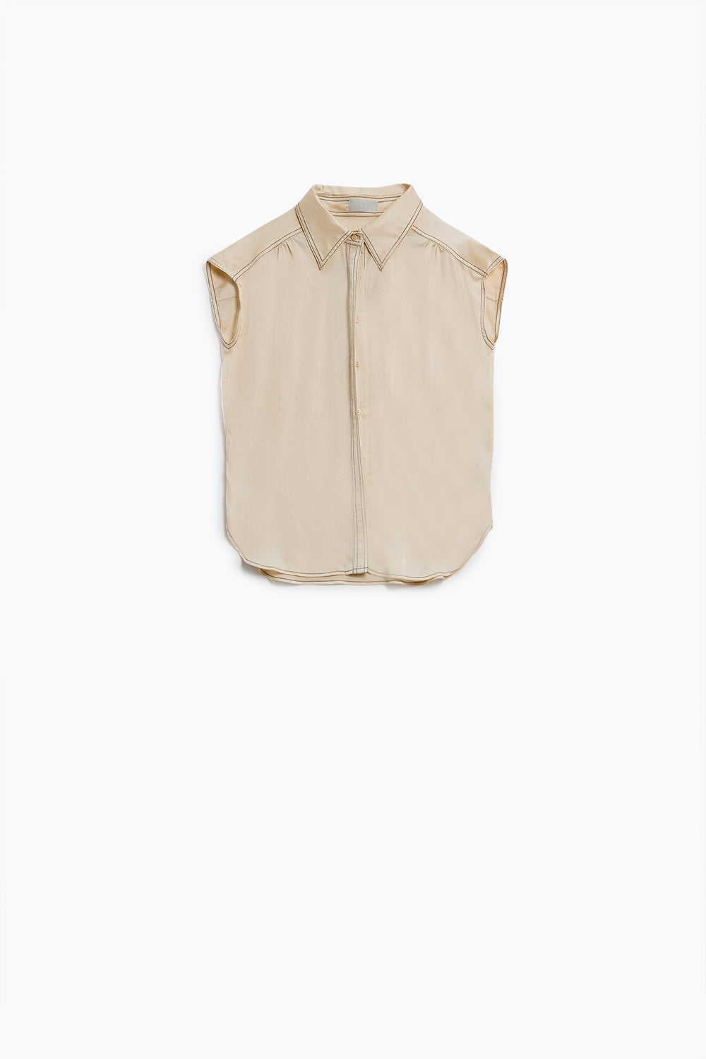 Chemisier sans manches à col polo en beige