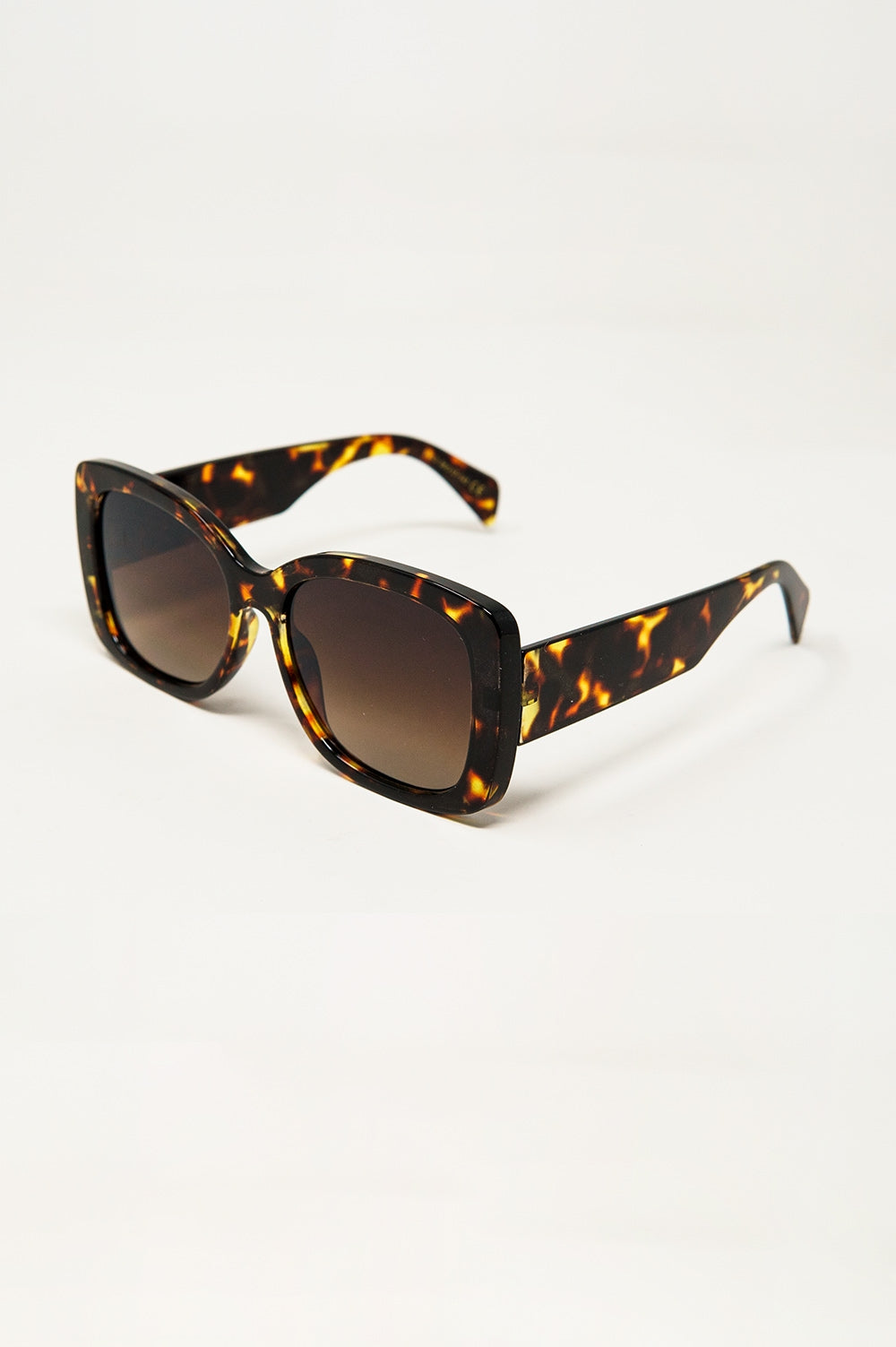 Lunettes de soleil surdimensionnées à monture fine et carrée en écaille de tortue claire