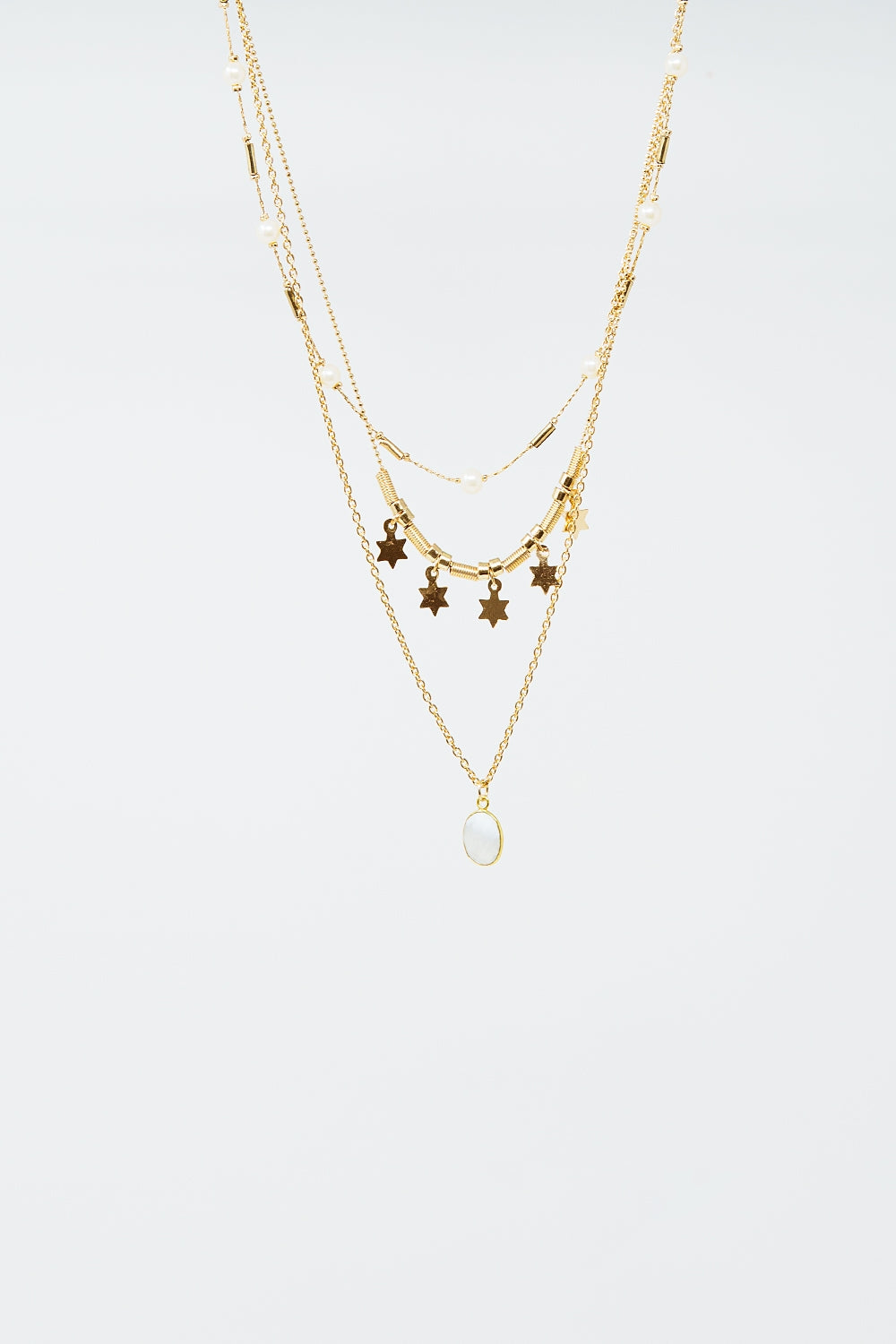 Collier 3 en 1 avec étoiles et perles