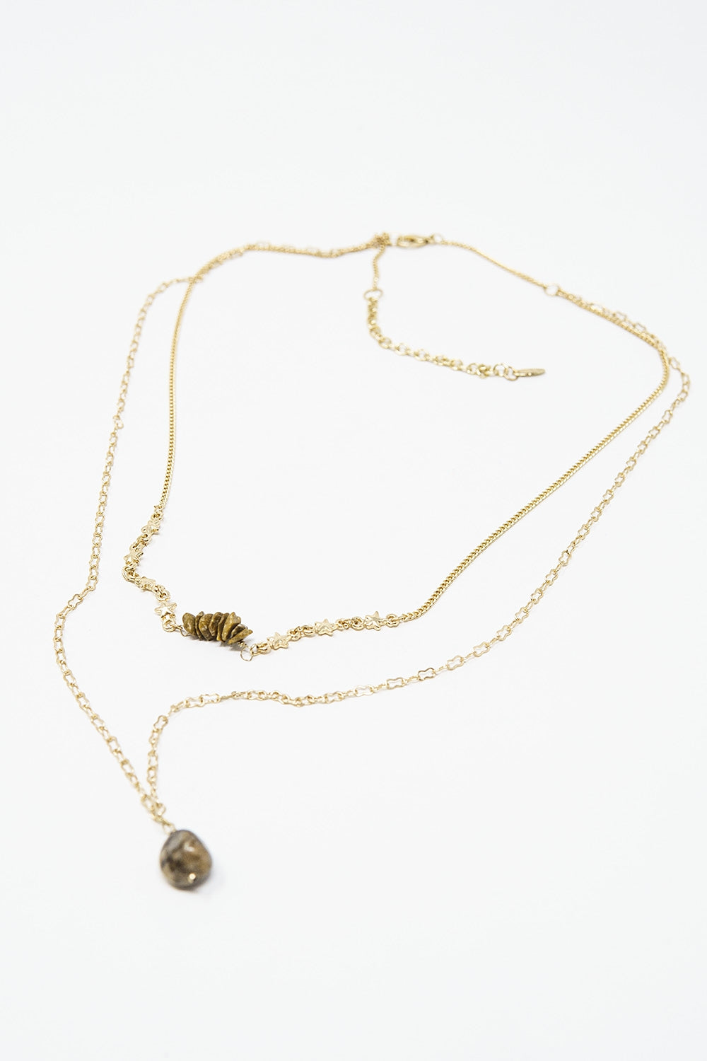 Collier 2 en 1 avec pendentif en pierre et étoiles