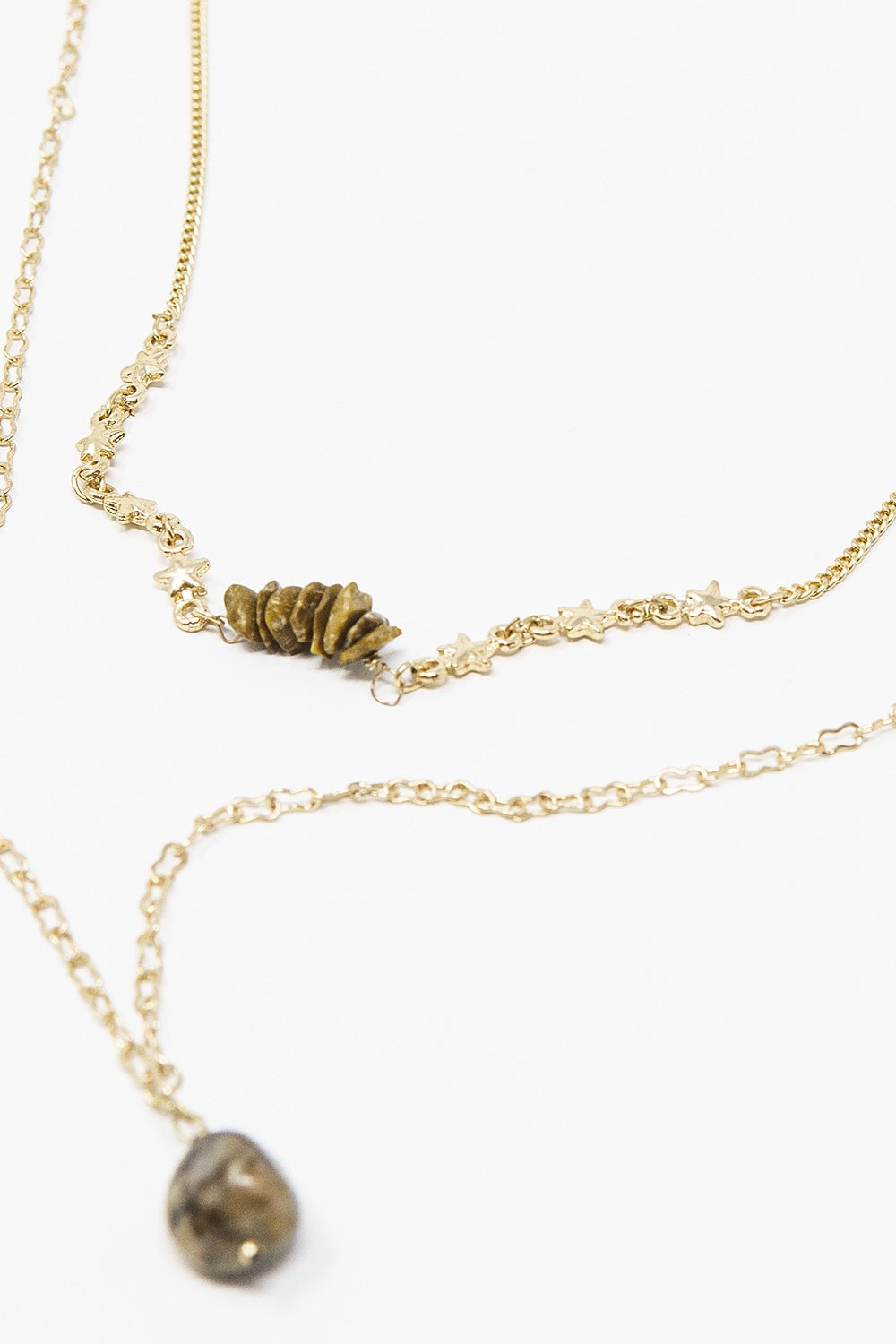 Collier 2 en 1 avec pendentif en pierre et étoiles