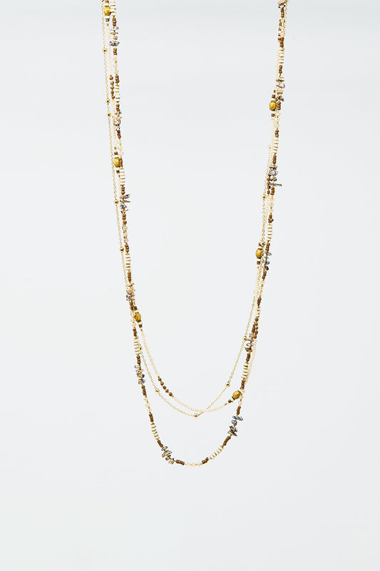 Collier 3 en 1 avec différents types de perles