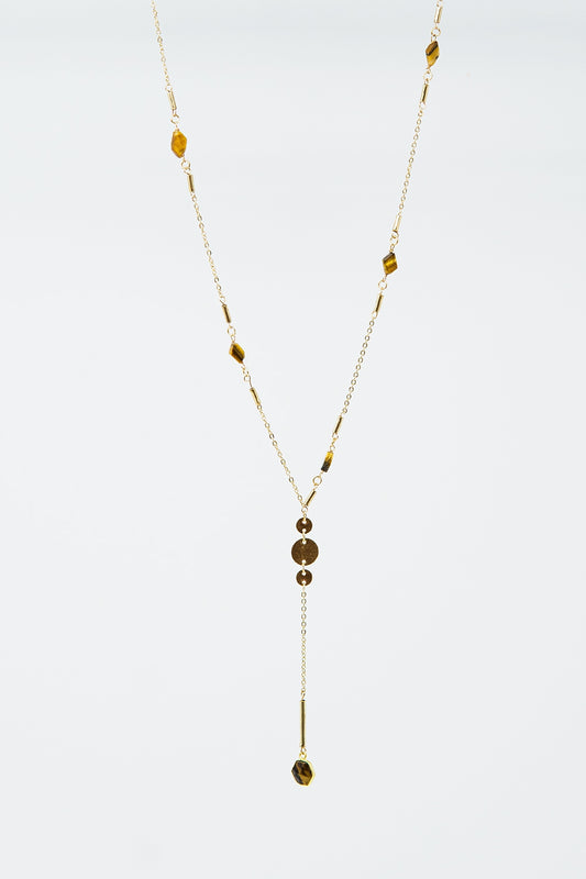 Collier en or avec pendentif et détails en pierre