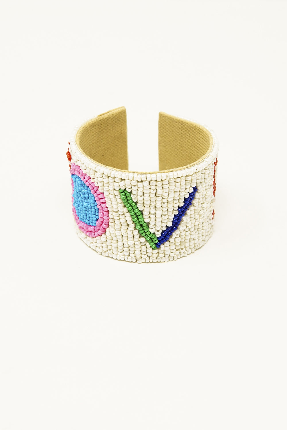 Bracelet de perles ouvertes en blanc avec LOVE