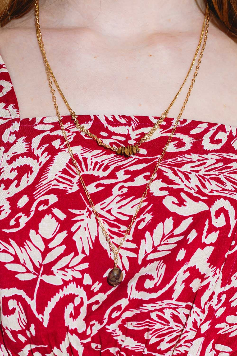 Collier 2 en 1 avec pendentif en pierre et étoiles