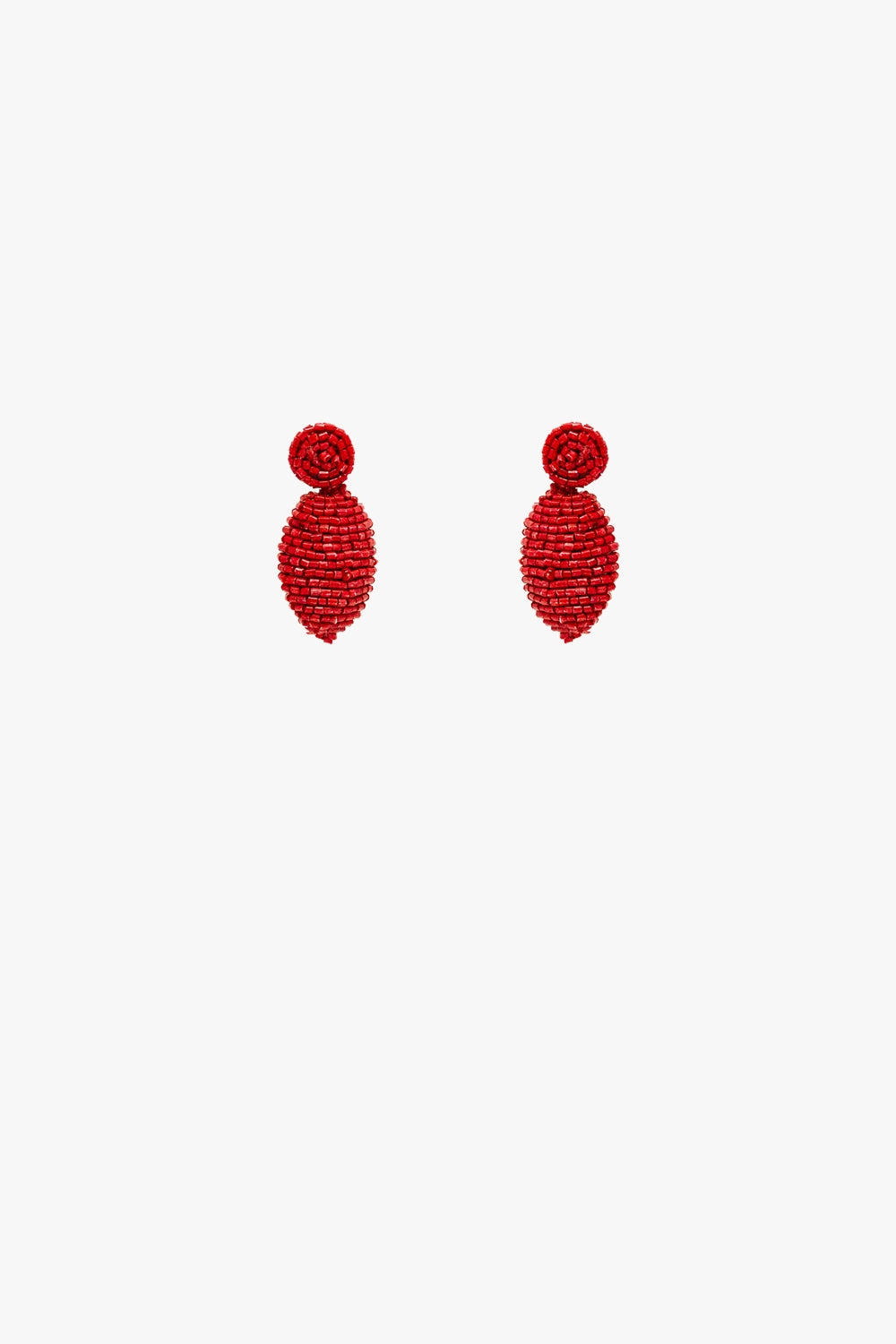 Boucles d'oreilles perlées de forme ovale en rouge
