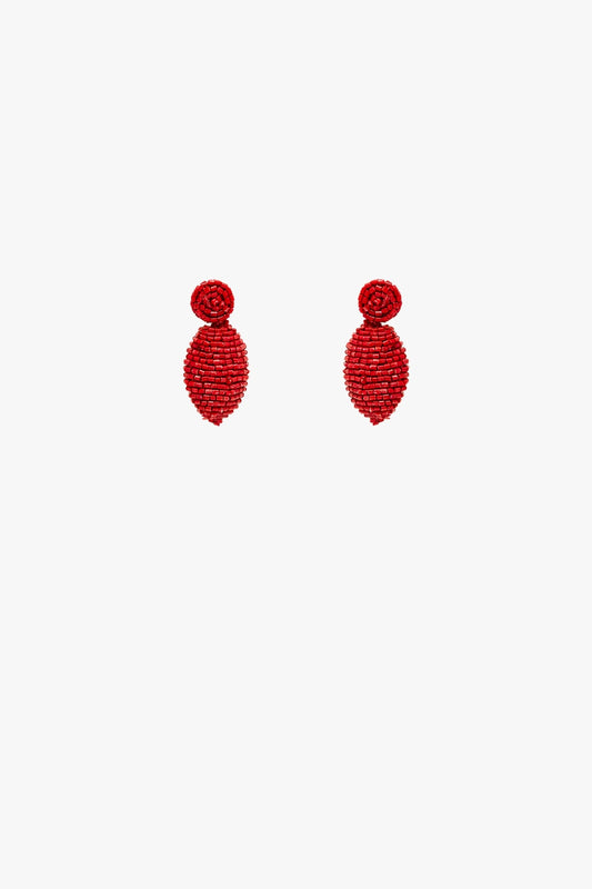 Boucles d'oreilles perlées de forme ovale en rouge