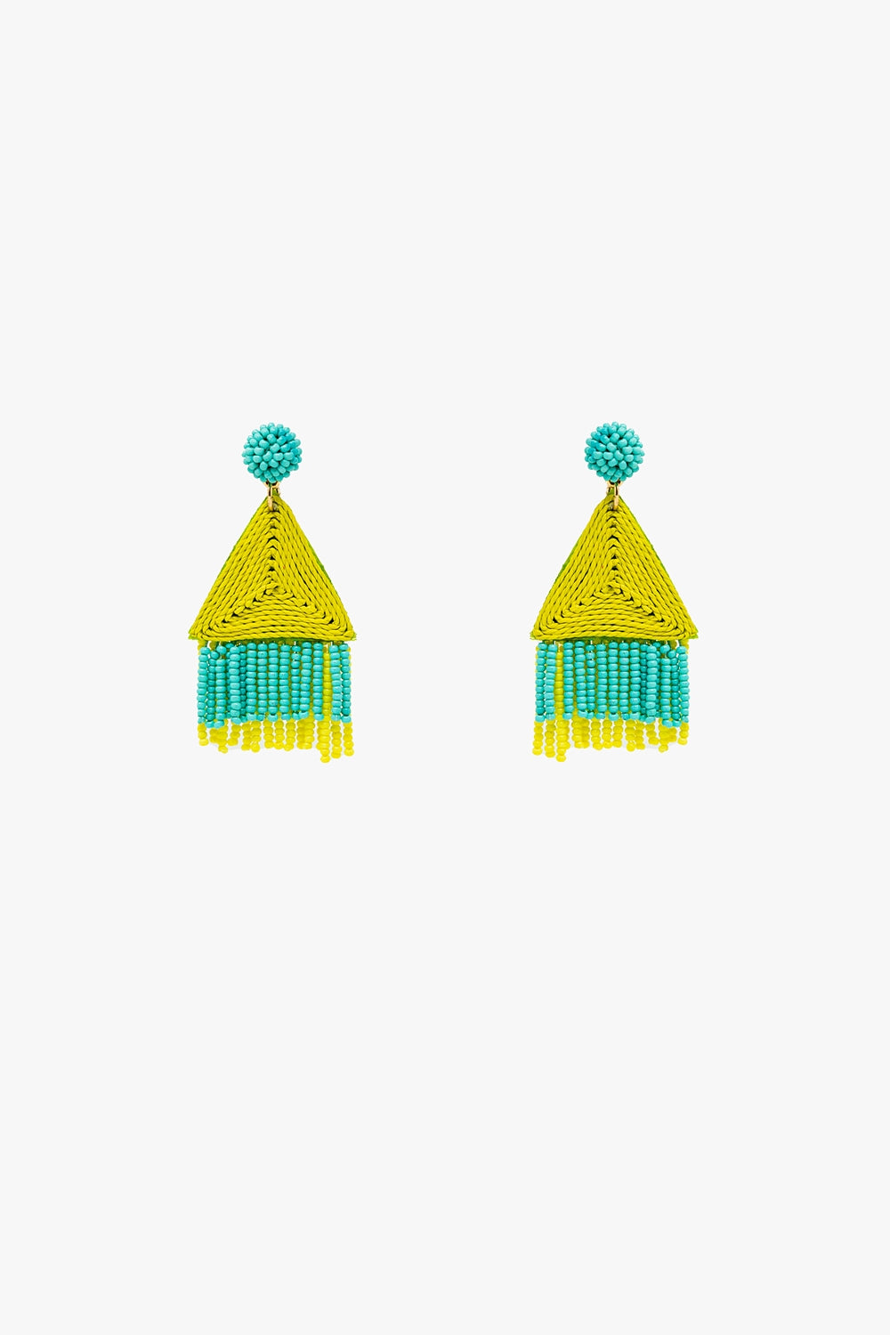 Boucles d'oreilles Turquoise avec pyramide et frange de citron vert