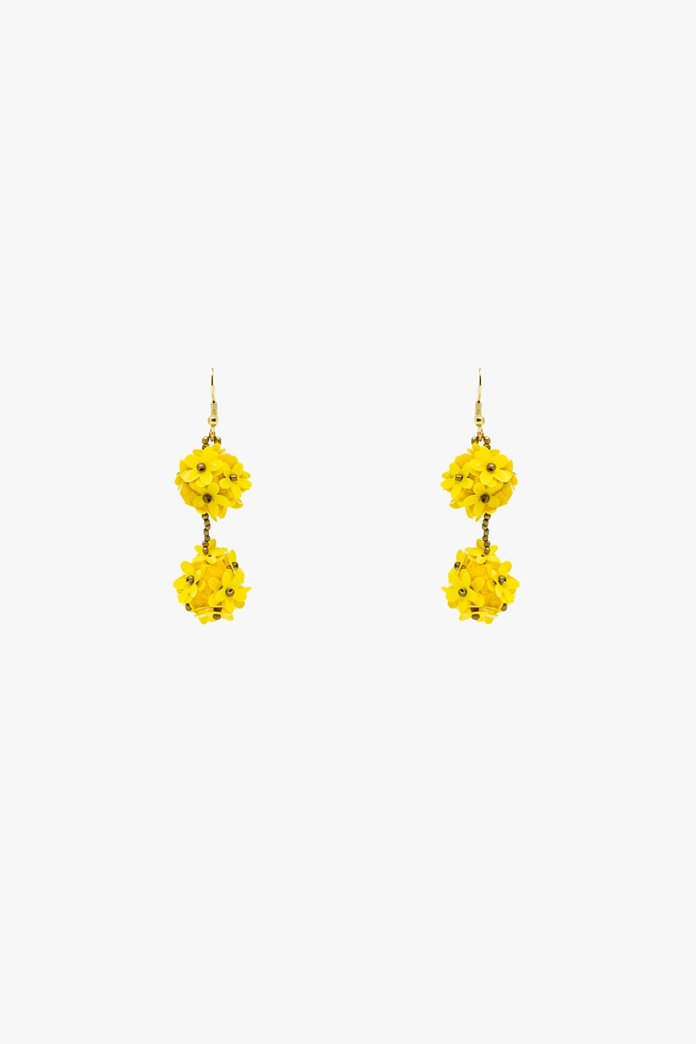 Boucles d'oreilles avec fleurs tombantes et marguerites jaunes