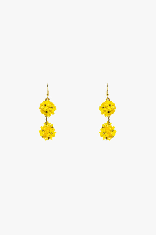 Boucles d'oreilles avec fleurs tombantes et marguerites jaunes