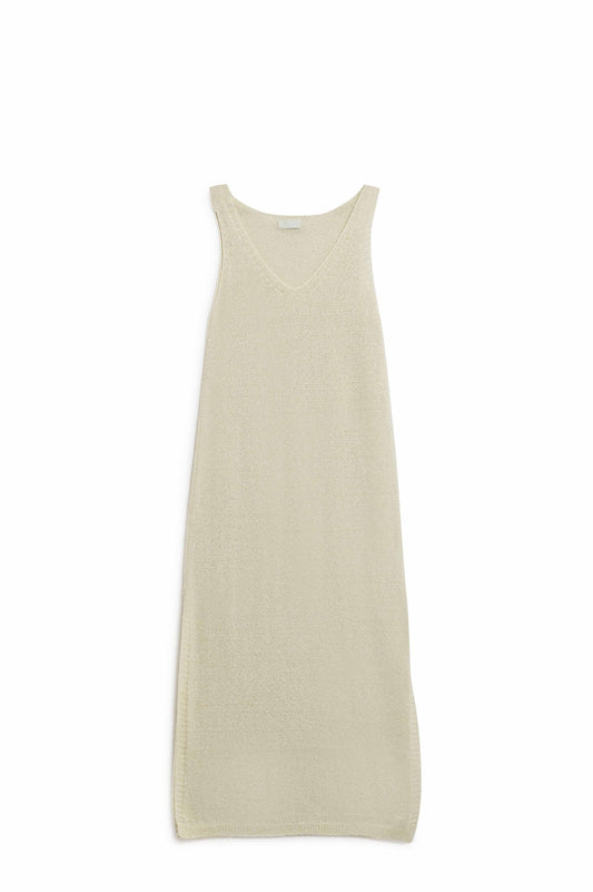 Robe longue sans manches blanche avec fente sur le côté