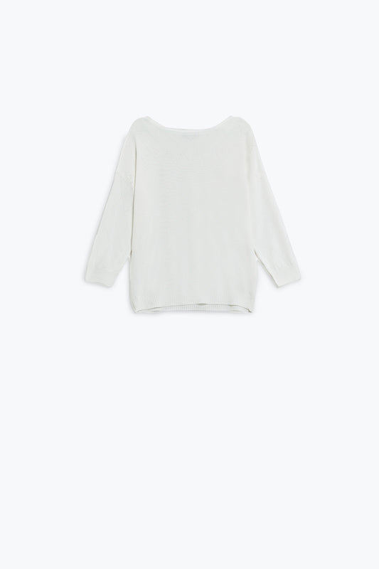 Pull blanc à col bateau)
