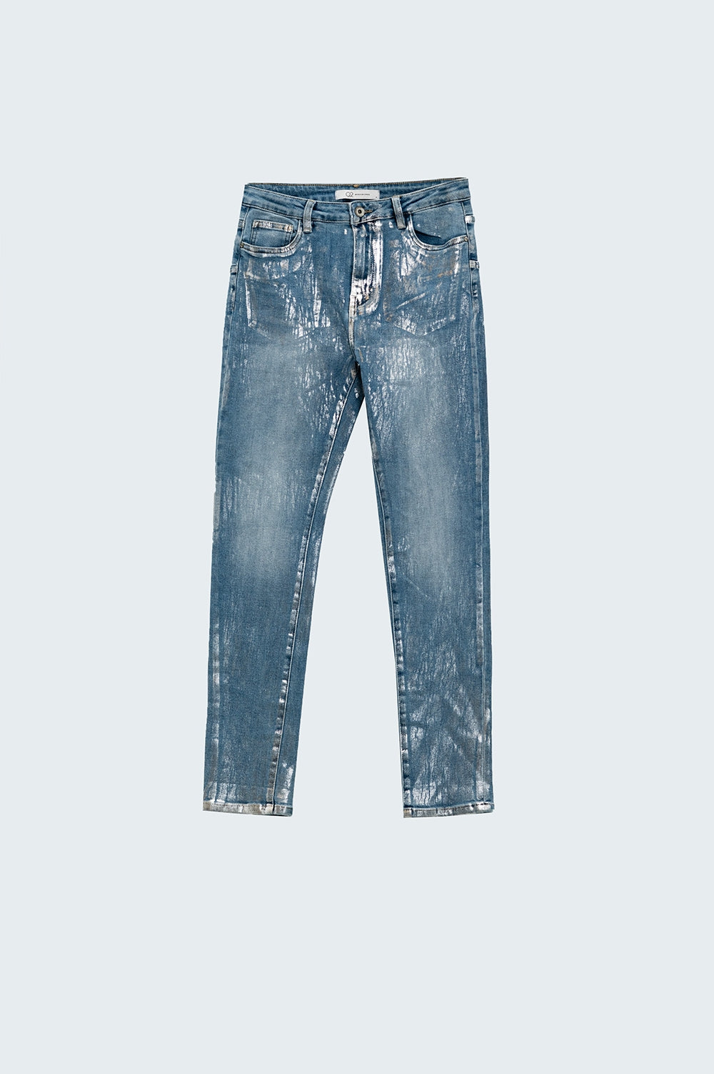 Jean super skinny en denim avec effet métallique