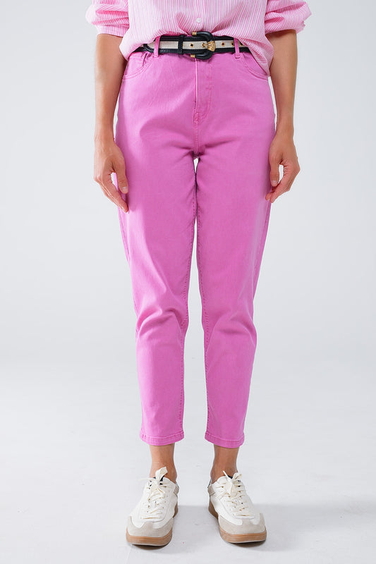 Jean basique skinny à la cheville en rose