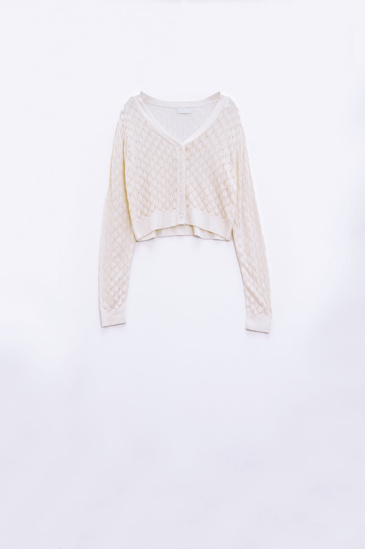 Cardigan croisé en beige avec imprimé Argyle