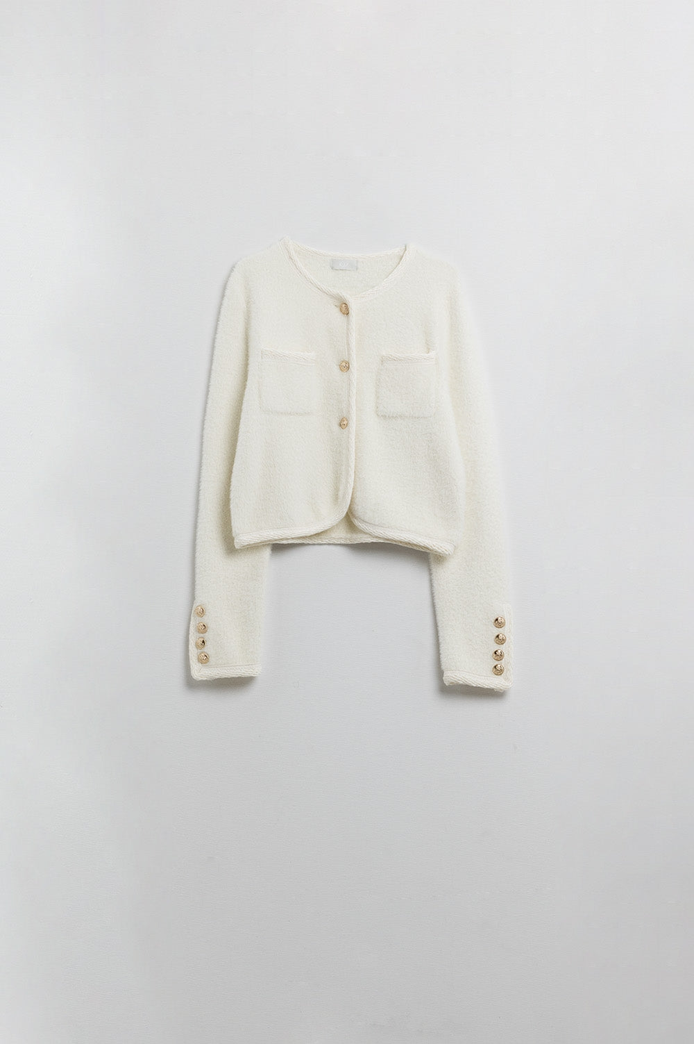 Cardigan extra doux et moelleux de haute qualité en écru