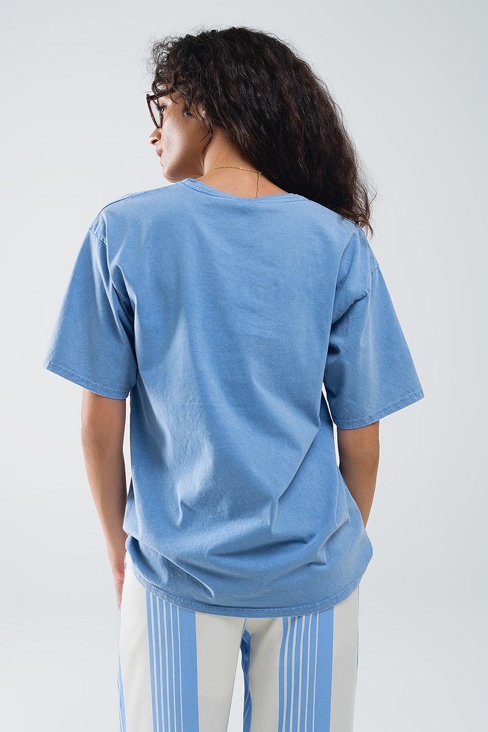 T-shirt bleu avec texte manhattan