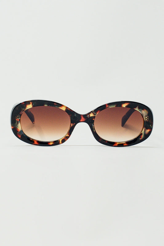 Lunettes de soleil de forme ovale en écaille de tortue