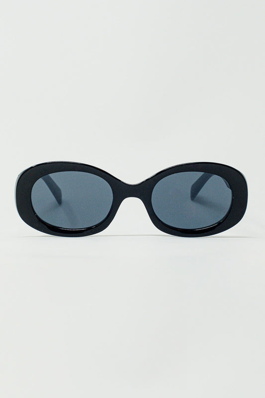 Lunettes de soleil ovales surdimensionnées en noir