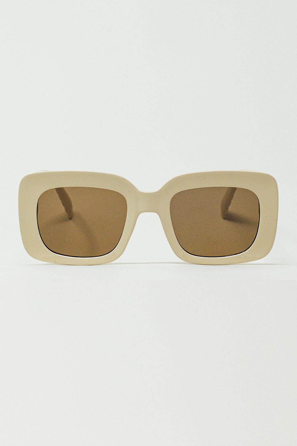 Lunettes de soleil ovales avec verres fumés en beige