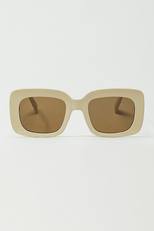 Lunettes de soleil ovales avec verres fumés en beige