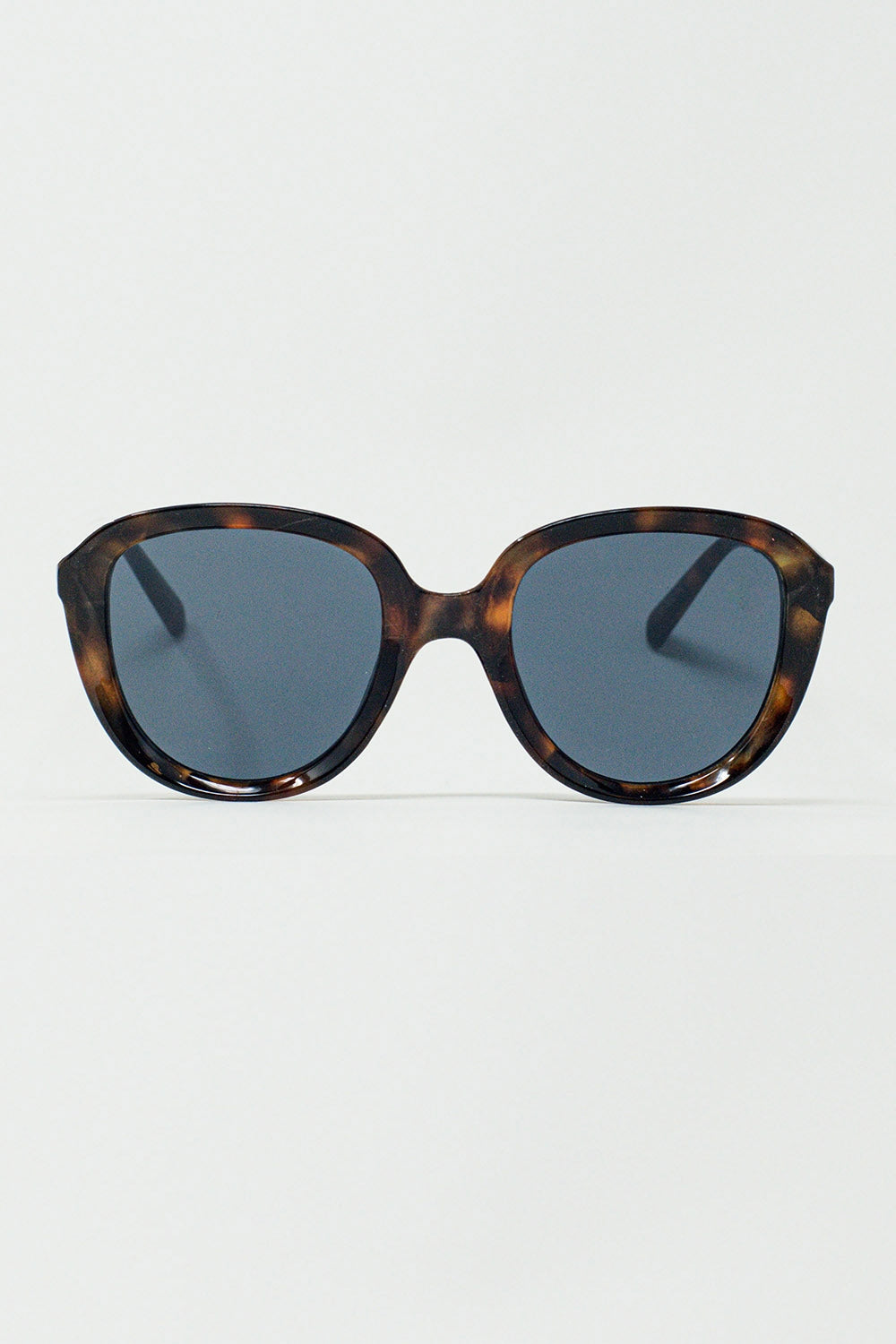 Lunettes de soleil rondes en écaille de tortue foncée