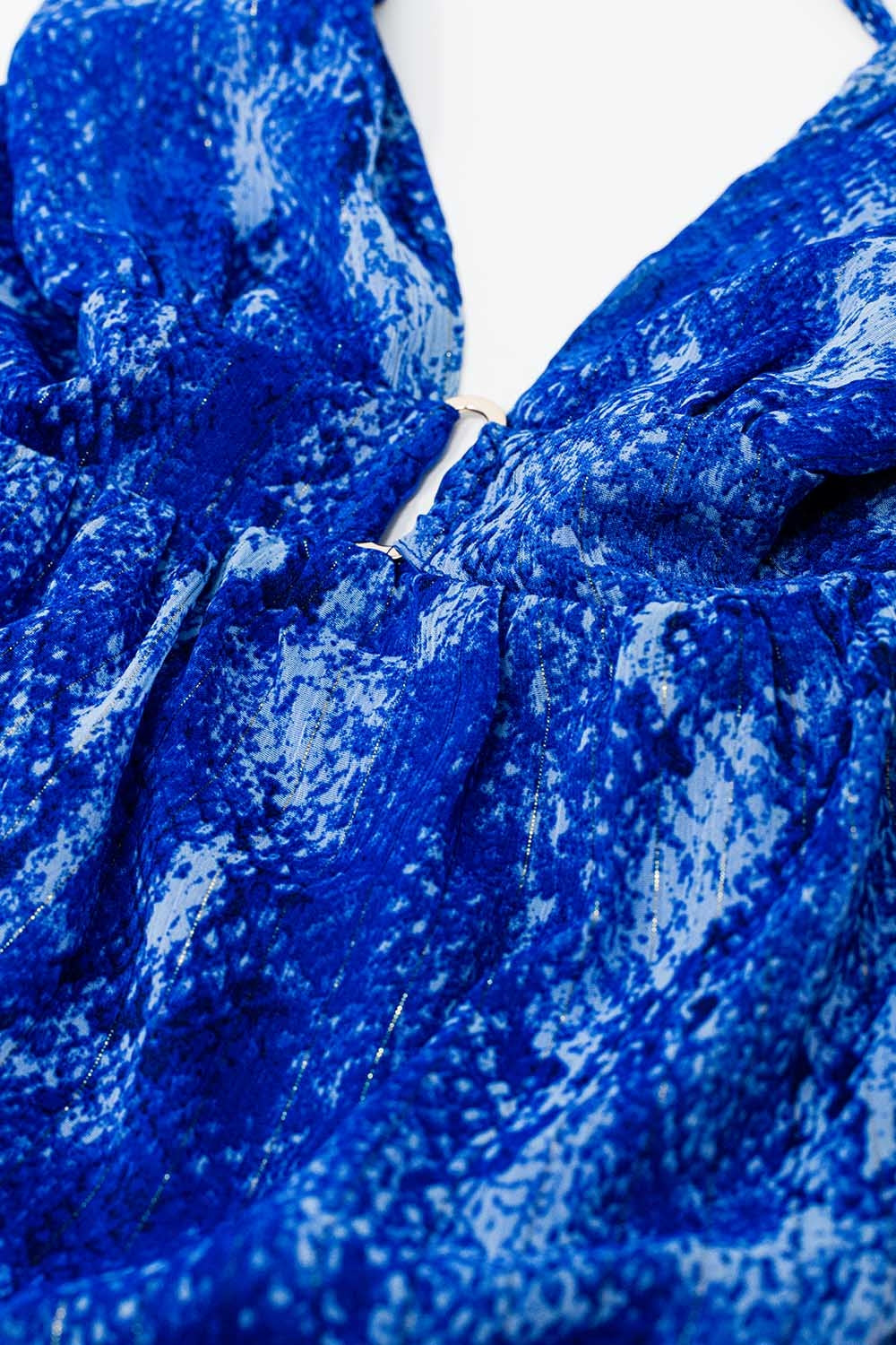 Robe BabyDoll dos nu à imprimé bleu serpent