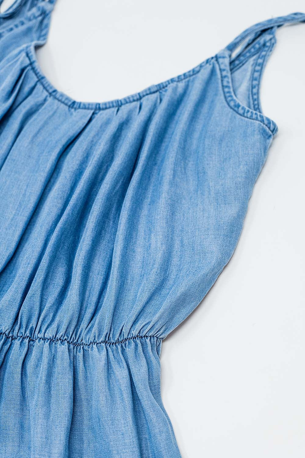 Combinaison en Tencel jean sans manches avec taille élastique