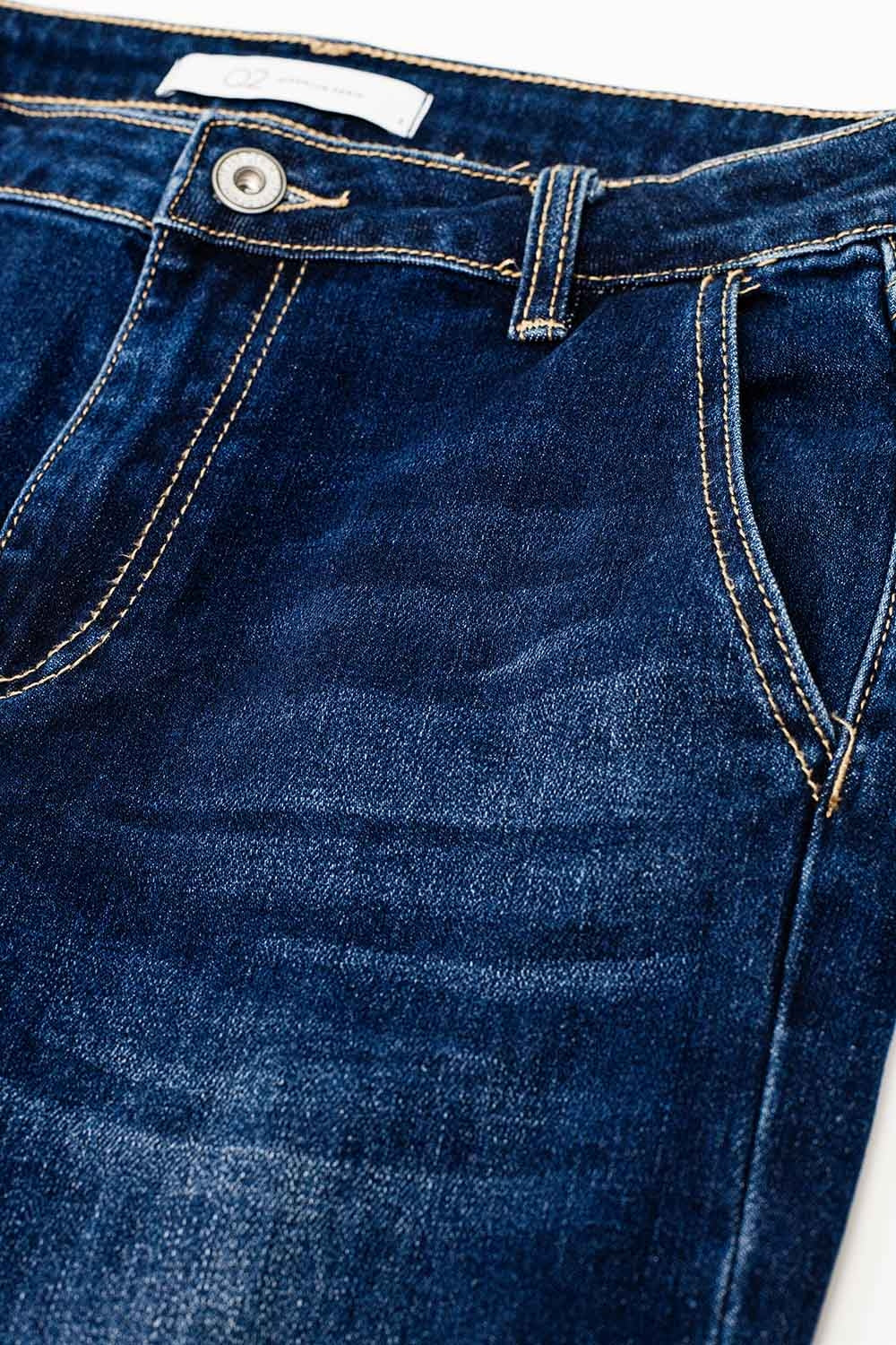 Jean évasé taille haute bleu foncé
